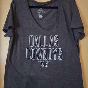 Dallas Cowboys Women's Charcoal Gray V-Neck Tee